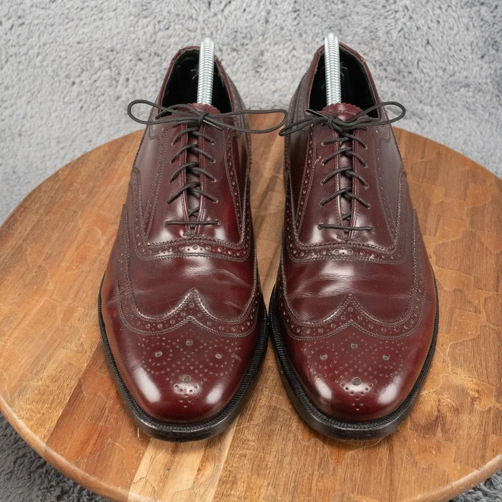 Florsheim Imperial Dress Shoes Mens 9 E Burgundy Wingtip Oxford Leather Lace Up
